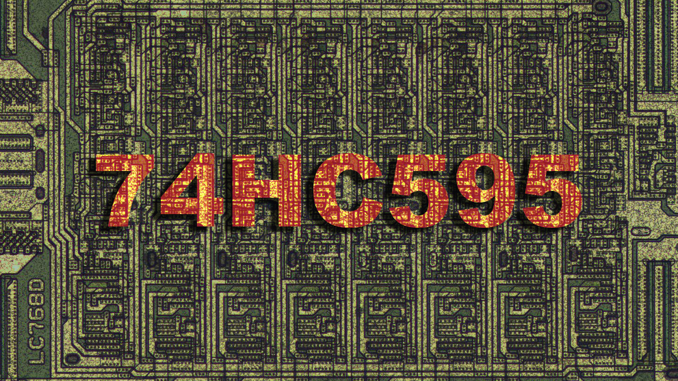 micrometer scale closeup of the 74HC595 circuit
