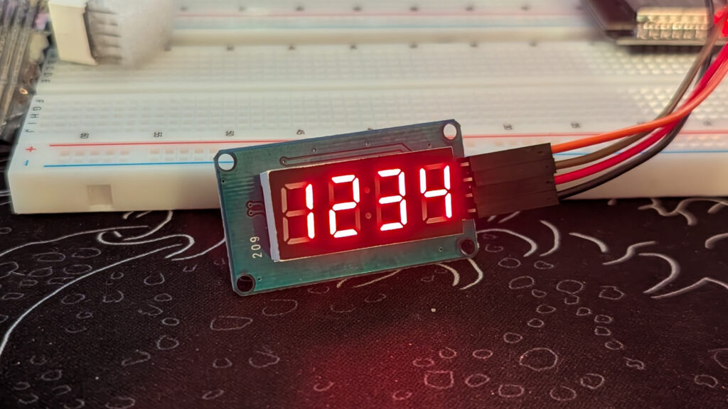 TM1637 dev board with four digits illuminated
