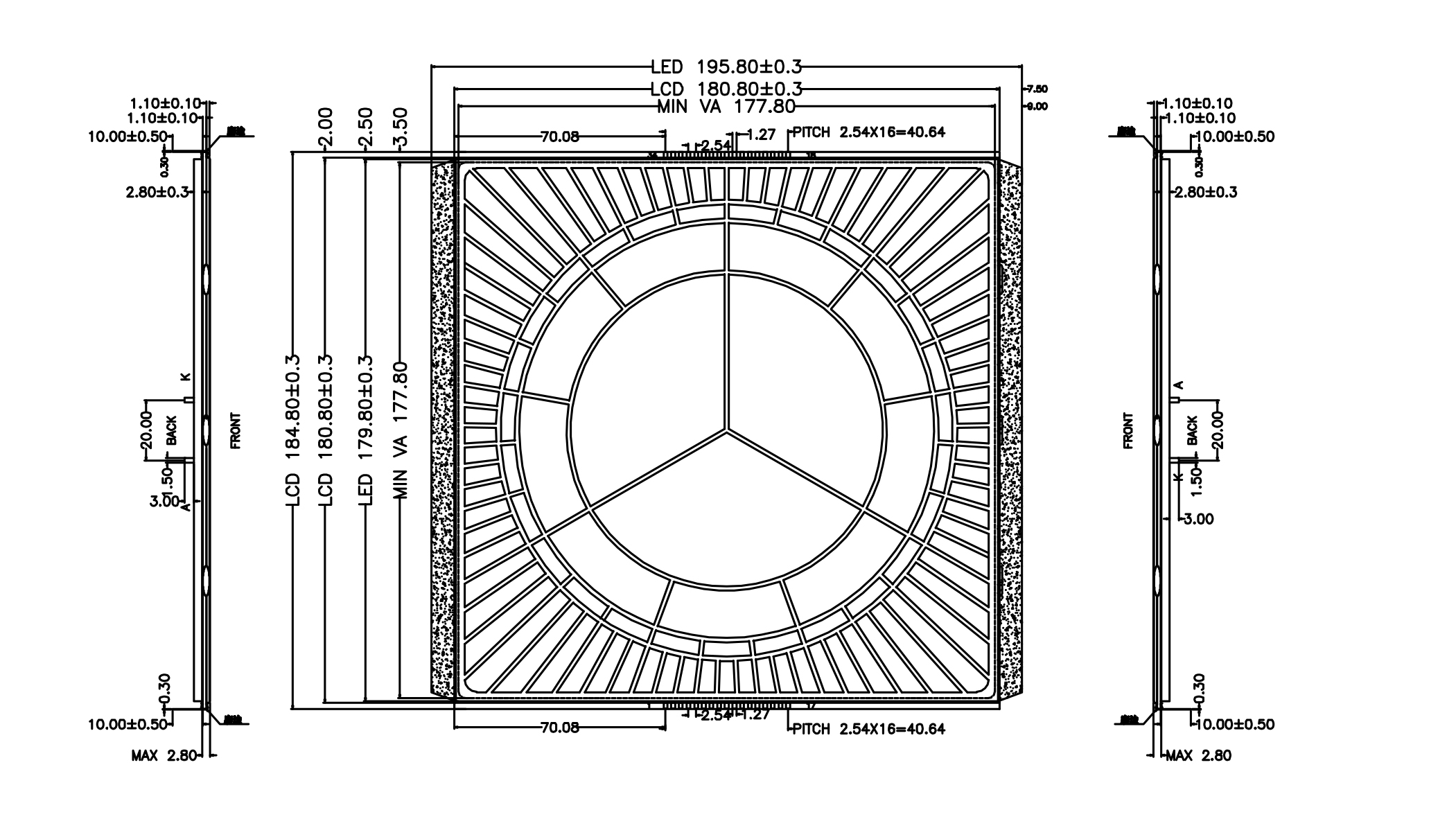 technical drawing of an alternative clock face